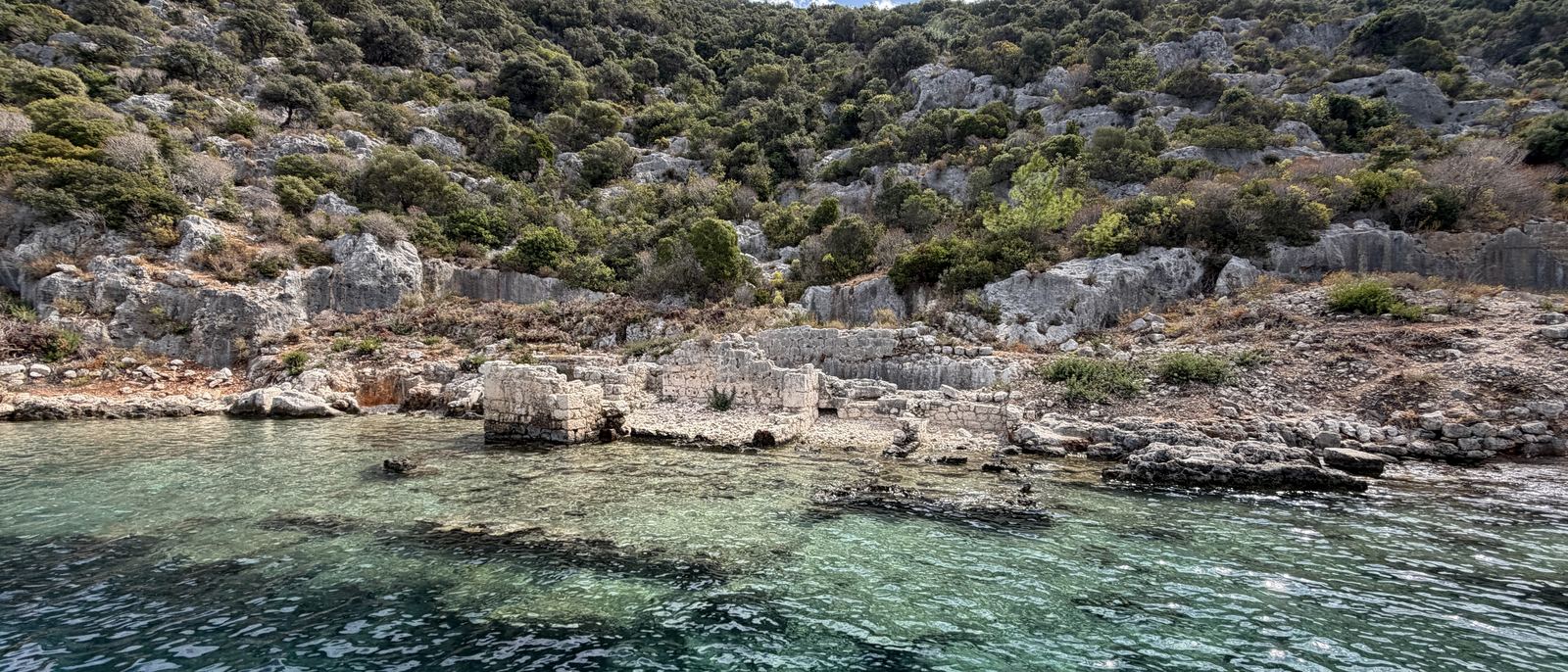 Ancient remains lying under the clear water at Kekova